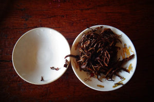 black tea wet leaves in a gaiwan